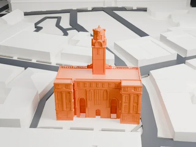 Paterson City Hall model, North view