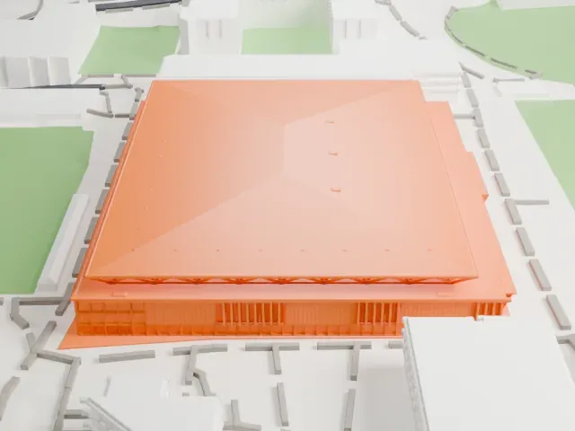 Pauley Pavilion model, East view