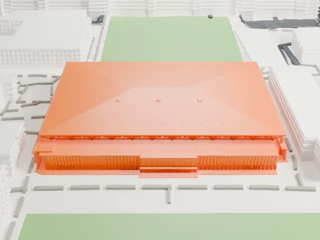 Pauley Pavilion model, North view