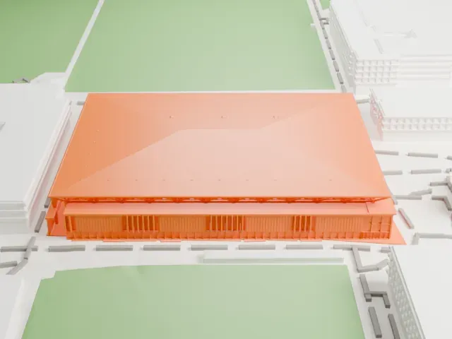 Pauley Pavilion model, South view
