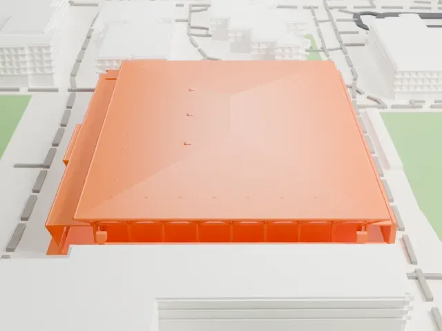 Pauley Pavilion model, West view