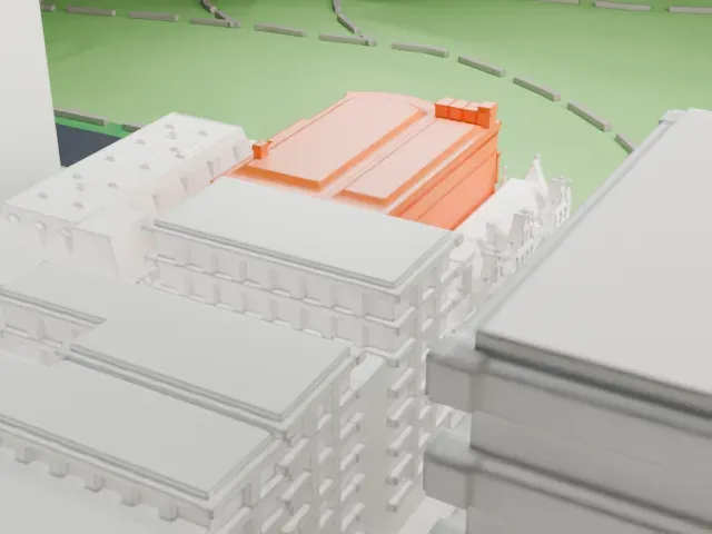 Payne Whitney House model, East view