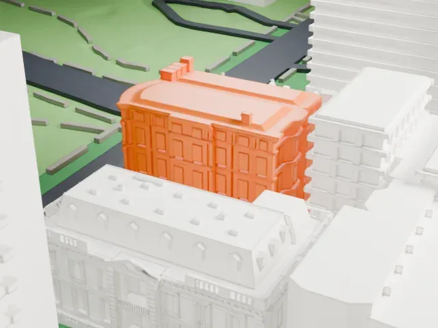Payne Whitney House model, South view