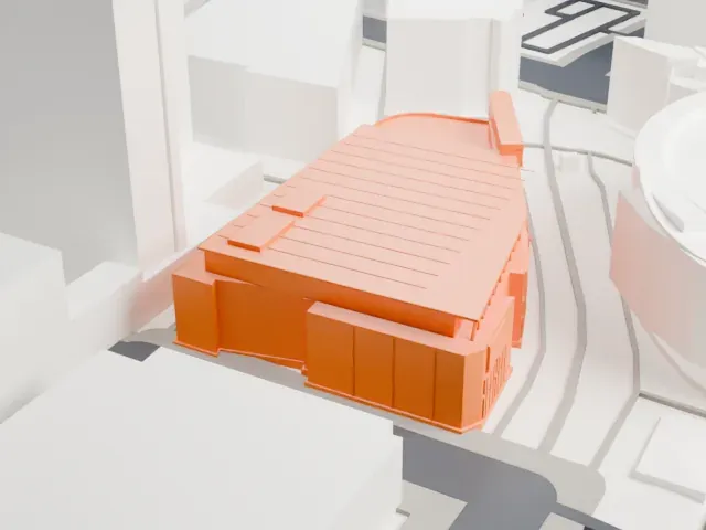Peacock Theater model, West view