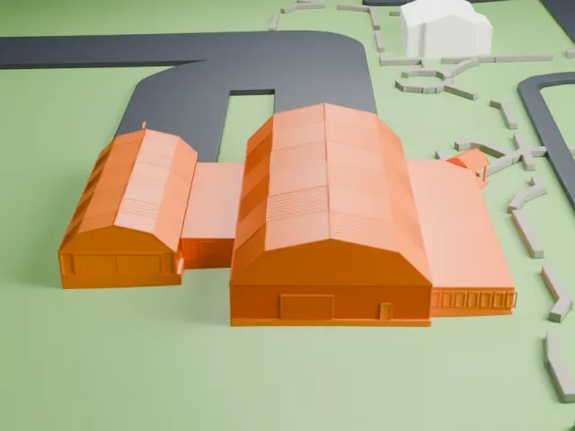 Pearson Air Museum model, East view