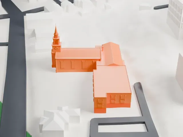 Peekskill Presbyterian Church model, West view