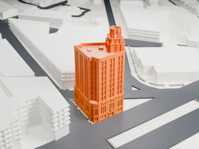 People's Bank and Trust Company Building model, East view