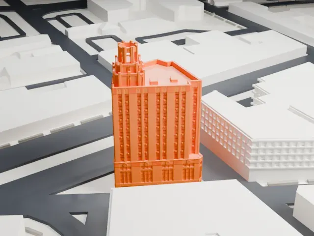People's Bank and Trust Company Building model, West view