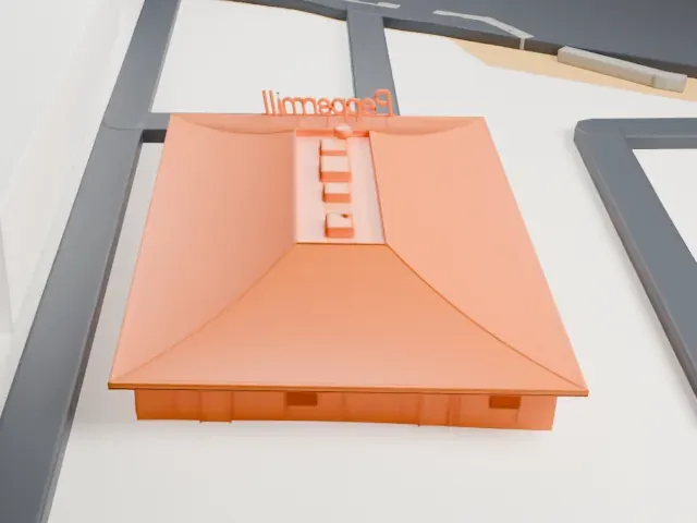 Peppermill model, East view