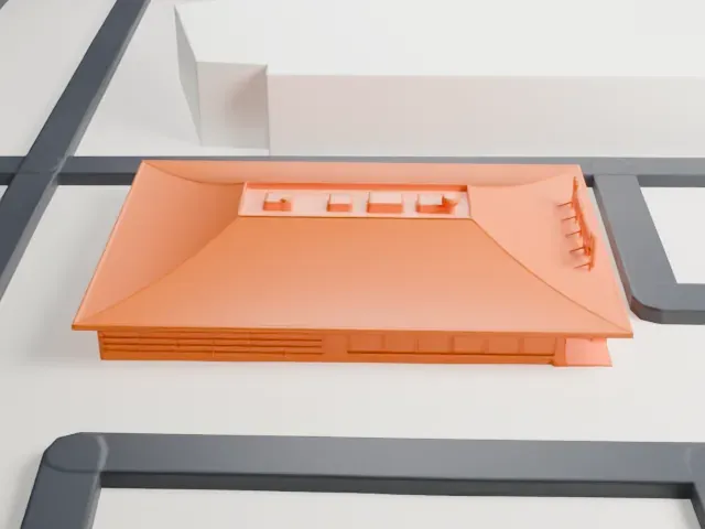 Peppermill model, North view