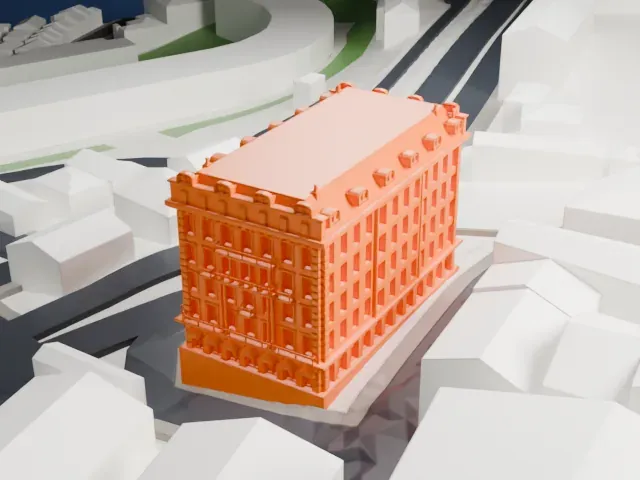 Pera Palace Hotel model, South view