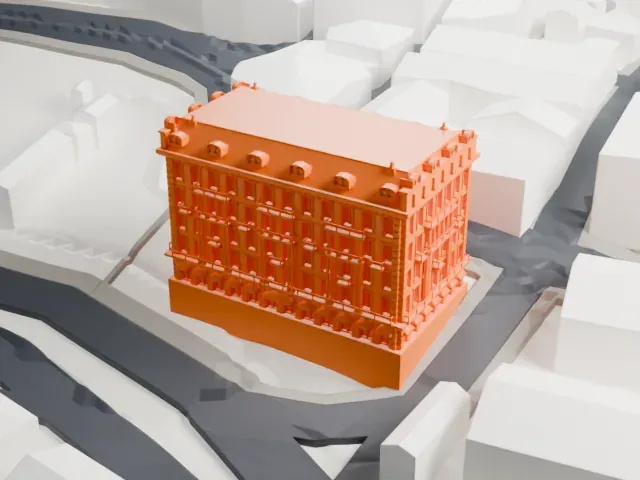 Pera Palace Hotel model, West view