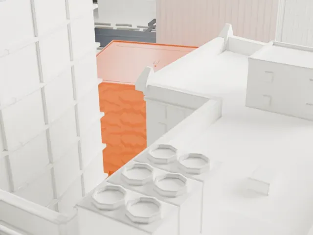 Perelman Performing Arts Center model, East view