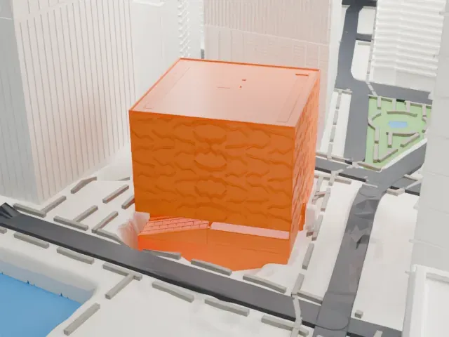 Perelman Performing Arts Center model, South view