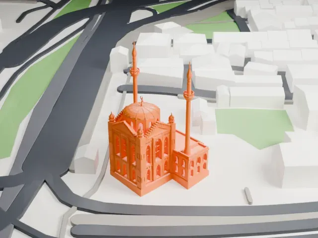 Pertevniyal Valide Sultan Mosque model, East view