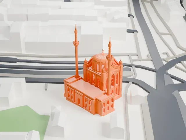 Pertevniyal Valide Sultan Mosque model, West view