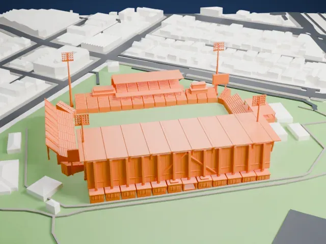 Perth Rectangular Stadium model, East view