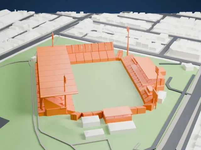 Perth Rectangular Stadium model, North view