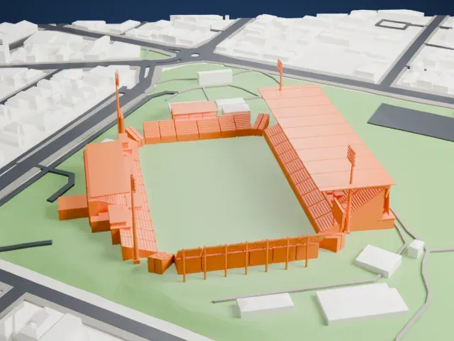 Perth Rectangular Stadium model, South view