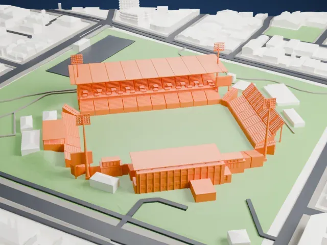 Perth Rectangular Stadium model, West view