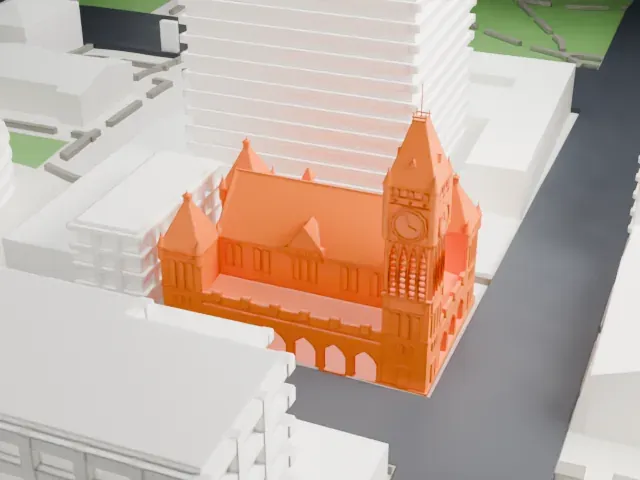 Perth Town Hall model, North view