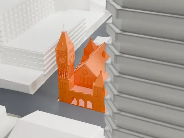 Perth Town Hall model, West view