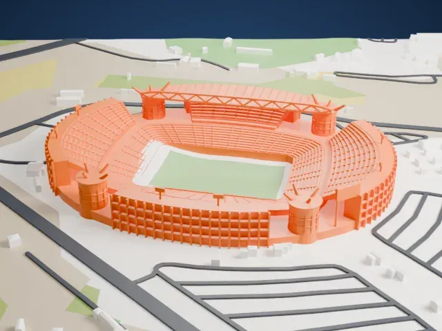 Peter Mokaba Stadium model, East view