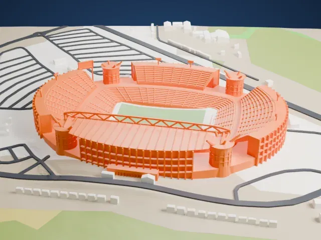 Peter Mokaba Stadium model, West view