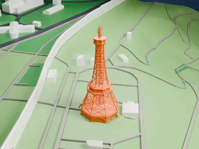 Petřín Lookout Tower model, East view