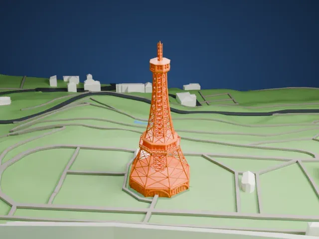 Petřín Lookout Tower model, South view