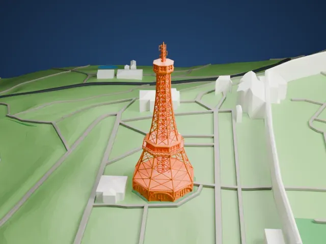 Petřín Lookout Tower model, West view