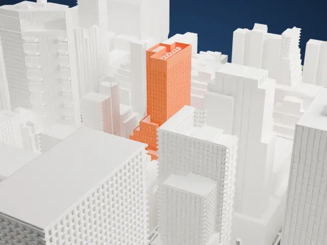 Pfizer Building model, West view