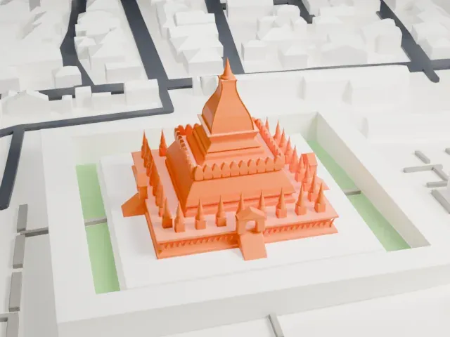 Pha That Luang model, West view