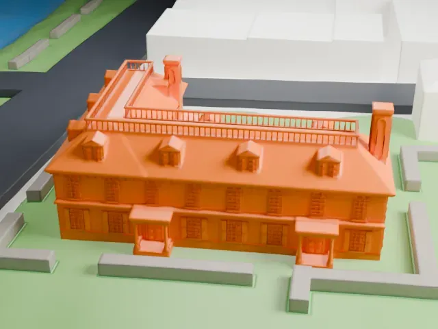 Philipse Manor Hall State Historic Site model, East view