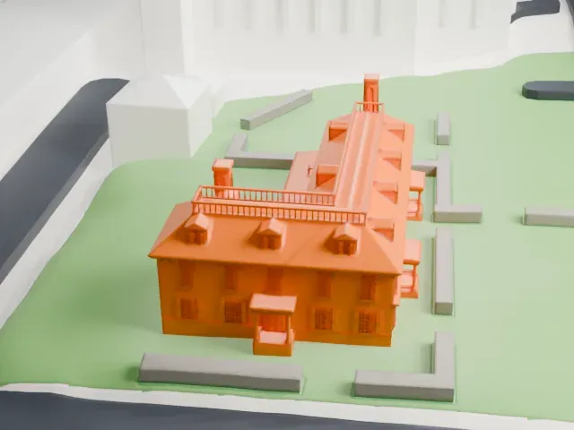 Philipse Manor Hall State Historic Site model, South view