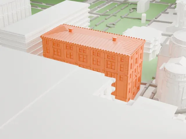 Philosophy Hall model, East view
