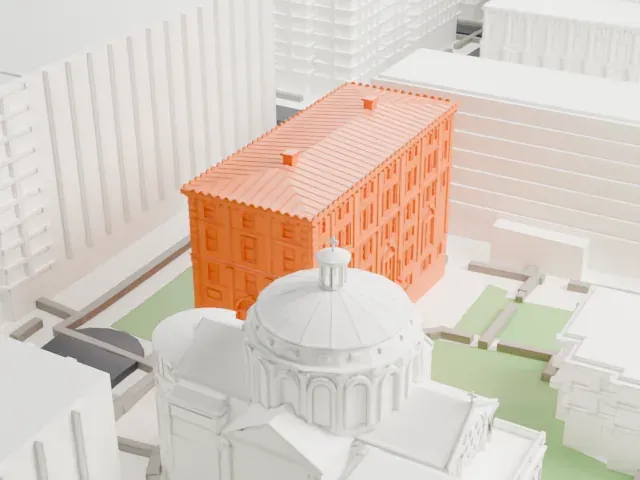 Philosophy Hall model, North view