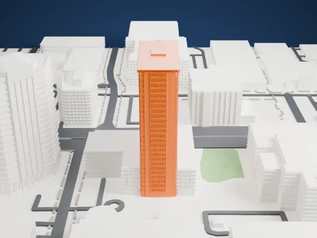 Phoenix Corporate Center model, East view