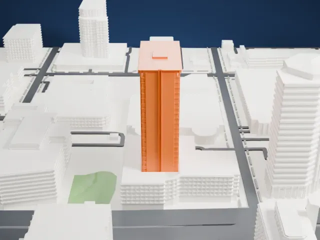 Phoenix Corporate Center model, West view