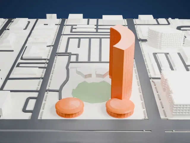 Phoenix Financial Center model, West view