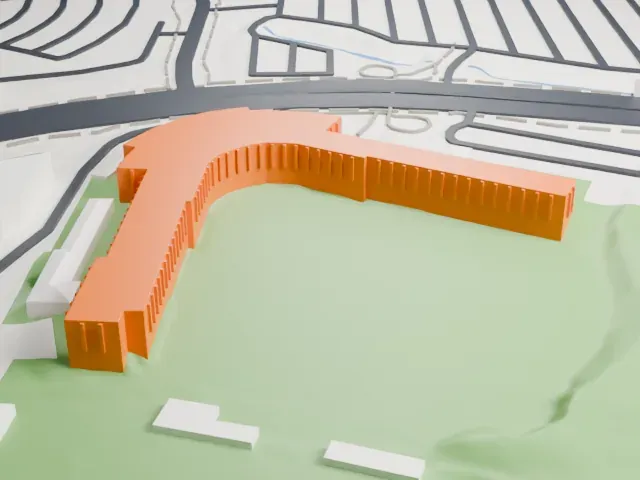 Phoenix Municipal Stadium model, East view