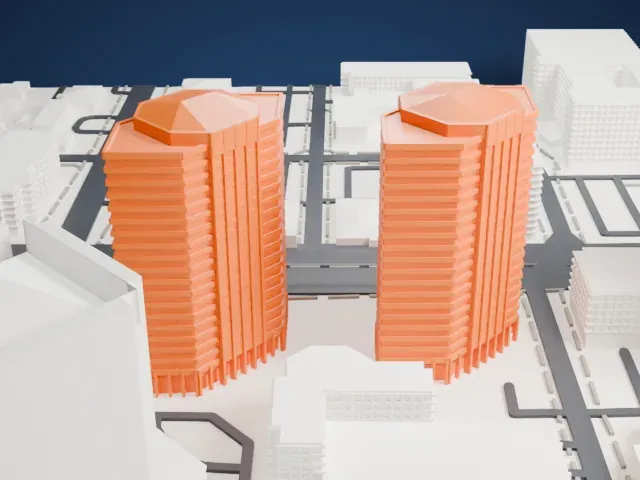 Phoenix Plaza model, East view