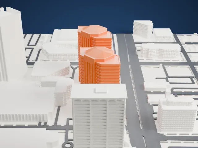 Phoenix Plaza model, North view