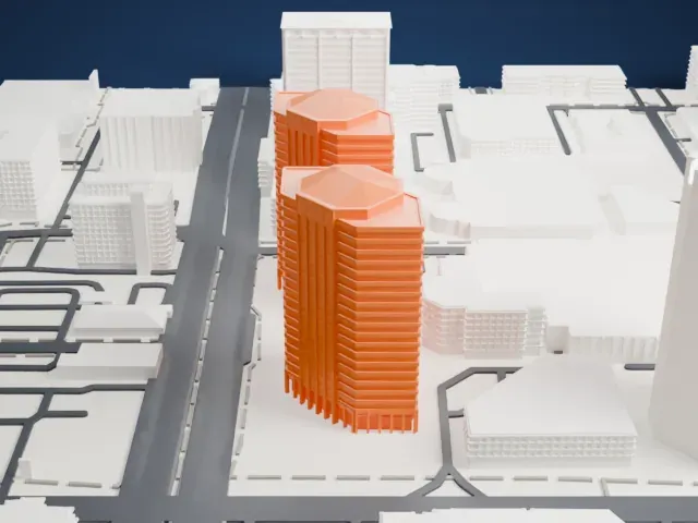 Phoenix Plaza model, South view