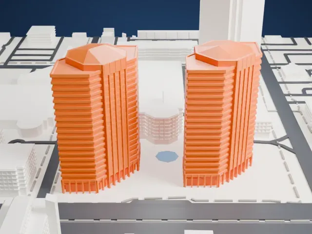 Phoenix Plaza model, West view