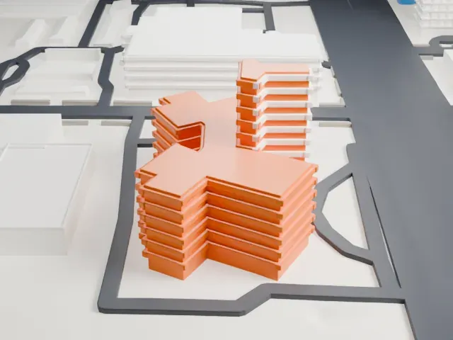 Phoenix Towers model, North view
