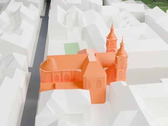 Piarist Church, Vienna model, South view