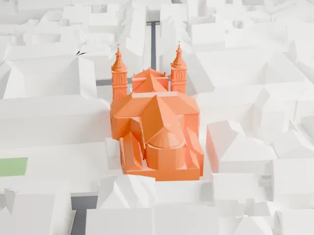 Piarist Church, Vienna model, West view