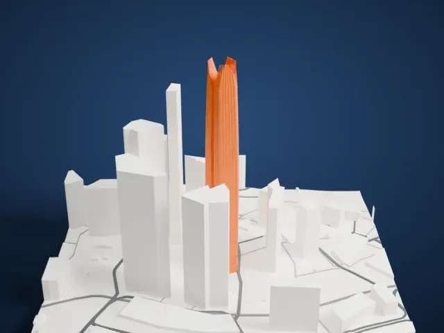 PIF Tower model, East view