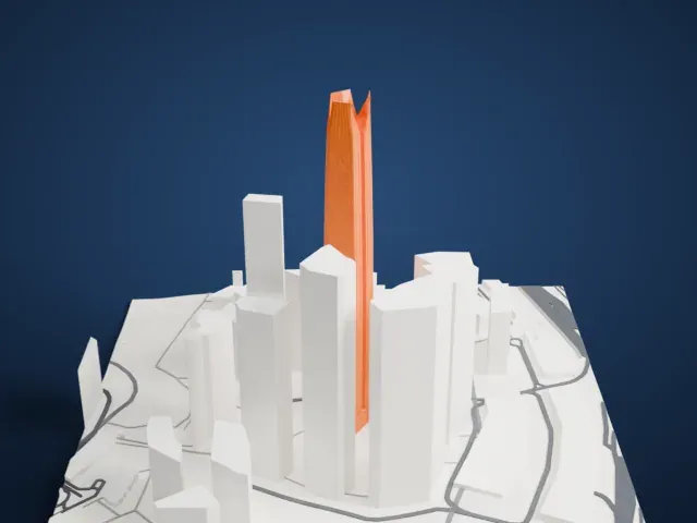 PIF Tower model, South view